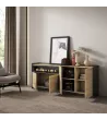 Aparador con chimenea eléctrica | roble y negro