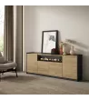 Aparador con chimenea eléctrica | roble y negro