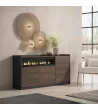 Aparador con chimenea eléctrica | Roble oscuro y Negro