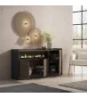Aparador con chimenea eléctrica | Roble oscuro y Negro
