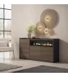 Aparador con chimenea eléctrica | Roble oscuro y Negro