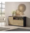 Aparador con chimenea eléctrica | Roble y negro