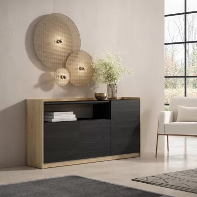 Aparador | negro y roble | 156x80x37cm