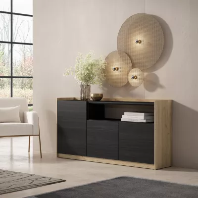 Aparador | negro y roble | 156x80x37cm