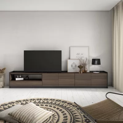 Meuble TV | Chêne foncé et noir | 310x50x37cm