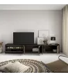Mueble TV con chimenea eléctrica | roble oscuro y negro