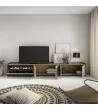 Mueble TV con chimenea eléctrica en | roble y negro