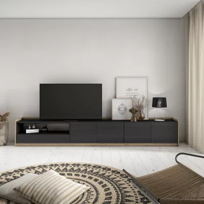 Meuble TV | Noir et chêne | 310x50x37cm