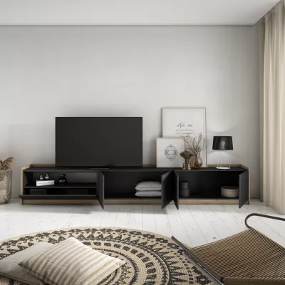 Meuble TV | Noir et chêne | 310x50x37cm