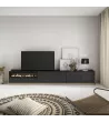Mueble TV con chimenea eléctrica | Negro y roble