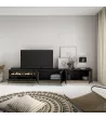 Mueble TV con chimenea eléctrica | Negro y roble