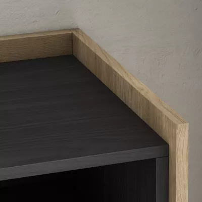 Mueble TV con chimenea eléctrica | Negro y roble