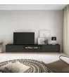Mueble TV con chimenea eléctrica | Negro y roble
