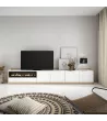 Mueble TV con chimenea eléctrica claro | blanco y roble