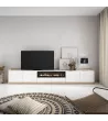 Mueble TV con chimenea eléctrica claro | blanco y roble