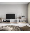 Mueble TV claro | Blanco y roble | 310x50x37cm