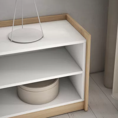Mueble TV claro | Blanco y roble | 310x50x37cm