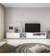 Mueble TV claro | Blanco y roble | 310x50x37cm