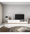 Mueble TV claro | Blanco y roble | 310x50x37cm