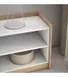 Mueble TV con chimenea eléctrica claro | blanco y roble