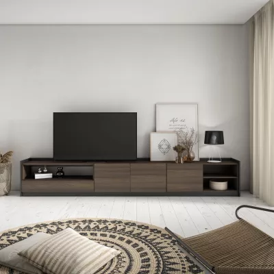Mueble TV | Roble oscuro y Negro | 310x50x37cm