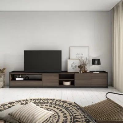 Meuble TV | Chêne foncé et Noir | 310x50x37cm