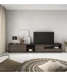 Mueble TV | Roble oscuro y Negro | 310x50x37cm