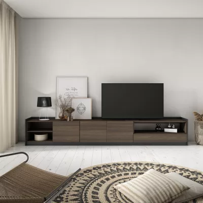 Meuble TV | Chêne foncé et Noir | 310x50x37cm