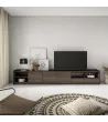 Mueble TV | Roble oscuro y Negro | 310x50x37cm