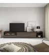 Mueble TV con chimenea eléctrica | roble oscuro y negro