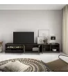 Mueble TV con chimenea eléctrica | roble oscuro y negro