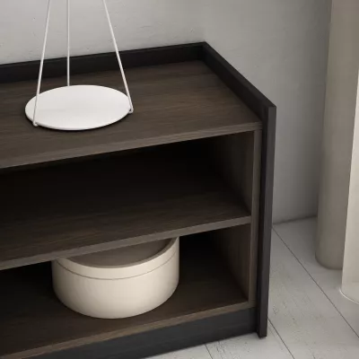 Meuble TV avec cheminée électrique | chêne foncé et noir