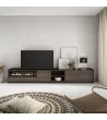 Mueble TV con chimenea eléctrica | roble oscuro y negro