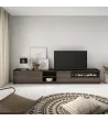 Mueble TV con chimenea eléctrica | roble oscuro y negro
