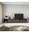 Mueble TV con chimenea eléctrica | roble oscuro y negro