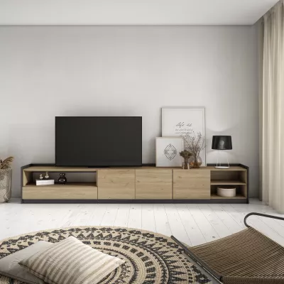 Mueble TV | Roble y negro | 310x50x37cm