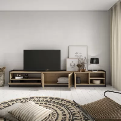 Meuble TV | Chêne et noir | 310x50x37cm