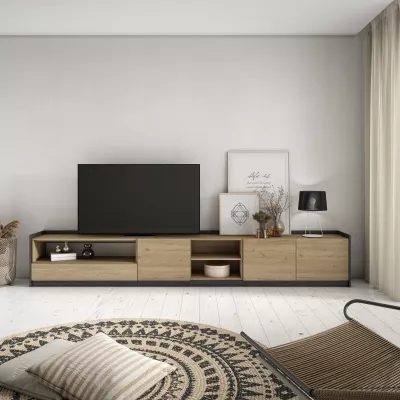 Mueble TV | Roble y negro | 310x50x37cm