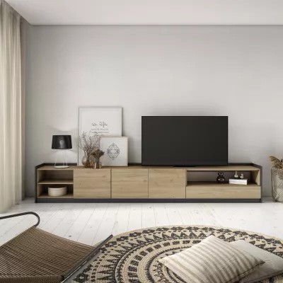 Mueble TV | Roble y negro | 310x50x37cm