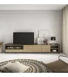 Mueble TV con chimenea eléctrica | Roble y negro