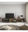 Mueble TV con chimenea eléctrica | Roble y negro