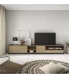 Mueble TV con chimenea eléctrica | Roble y negro