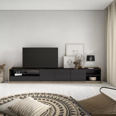 Mueble TV | Negro y roble | 310x50x37cm