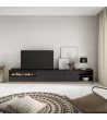 Meuble TV avec cheminée électrique | Noir et chêne