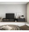 Meuble TV avec cheminée électrique | Noir et chêne