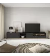 Mueble TV con chimenea eléctrica | Negro y roble
