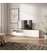 Mueble TV claro | Blanco y roble | 207x50x37cm