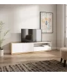 Mueble TV claro | Blanco y roble | 207x50x37cm