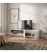 Mueble TV con chimenea eléctrica claro | blanco y roble