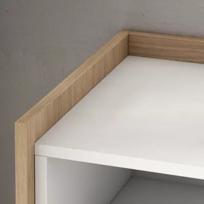 Mueble TV con chimenea eléctrica claro | blanco y roble